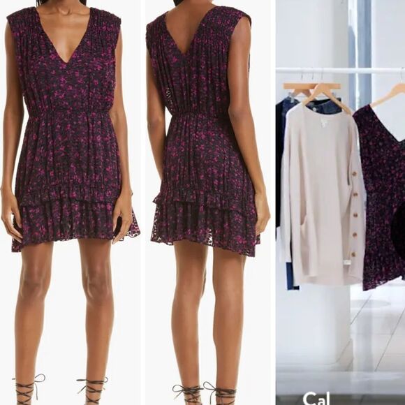 Ramy Brooke Romina Floral Lace Dress in plum/black - Picture 1 of 13